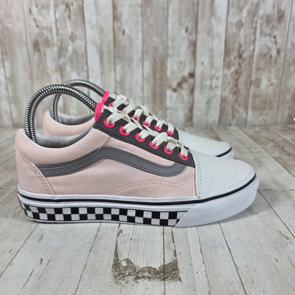 Vans Old Skool Pink White Checkerboard Sidewall Sneakers Womens 6.5 Mens 5.0